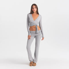 ESSENTIAL KNIT FOLDOVER PANT | MID HEATHER GREY