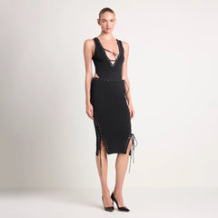 LUDOVIC DE SAINT SERNIN X SKIMS REFINED KNIT MIDI SKIRT | ONYX