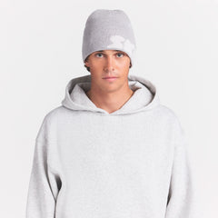 COTTON KNIT MENS LOGO BEANIE | LIGHT HEATHER GREY