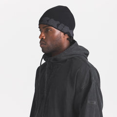 COTTON KNIT MENS LOGO BEANIE | ONYX