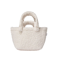 FAUX SHEARLING SMALL TOTE | IVORY