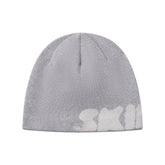 COTTON KNIT MENS LOGO BEANIE | LIGHT HEATHER GREY