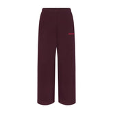 COTTON FLEECE DOUBLE WAISTBAND PANT WITH EMBOSSED LOGO | CURRANT