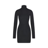 ESSENTIAL KNIT MOCK NECK MINI DRESS | ONYX