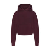 COTTON FLEECE CROPPED HOODIE WITH EMBOSSED LOGO | CURRANT