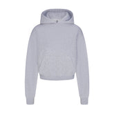 COTTON FLEECE CROPPED HOODIE WITH EMBOSSED LOGO | HEATHER GREY