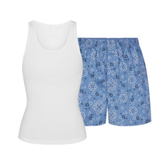 COTTON POPLIN BOXER SLEEP SET | ARCTIC SNOW BANDANA