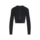 ESSENTIAL KNIT ROUNDED CROPPED CARDIGAN | ONYX