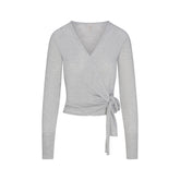 ESSENTIAL KNIT WRAP SWEATER | MID HEATHER GREY