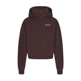 COTTON FLEECE HOODIE WITH EMBOSSED LOGO | ESPRESSO