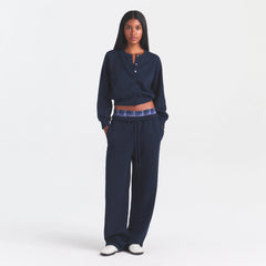 COTTON FLEECE STRAIGHT LEG PANT | NAVY
