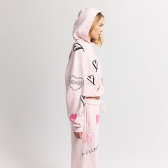 COTTON FLEECE HOODIE | BARELY PINK ANGEL SKETCH