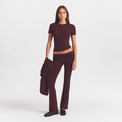 COTTON JERSEY FOLDOVER PANT | CURRANT