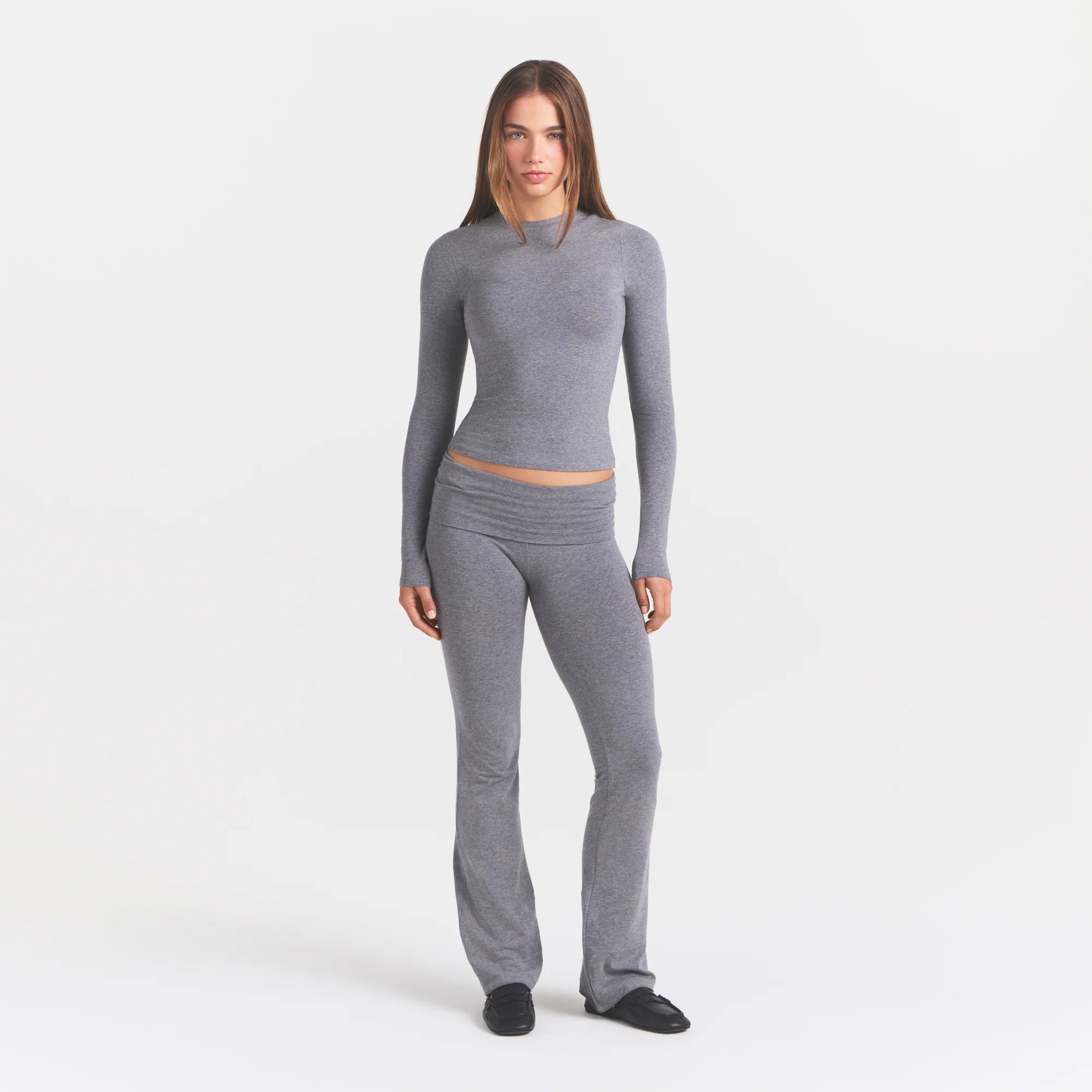 COTTON JERSEY FOLDOVER PANT | DARK HEATHER GREY