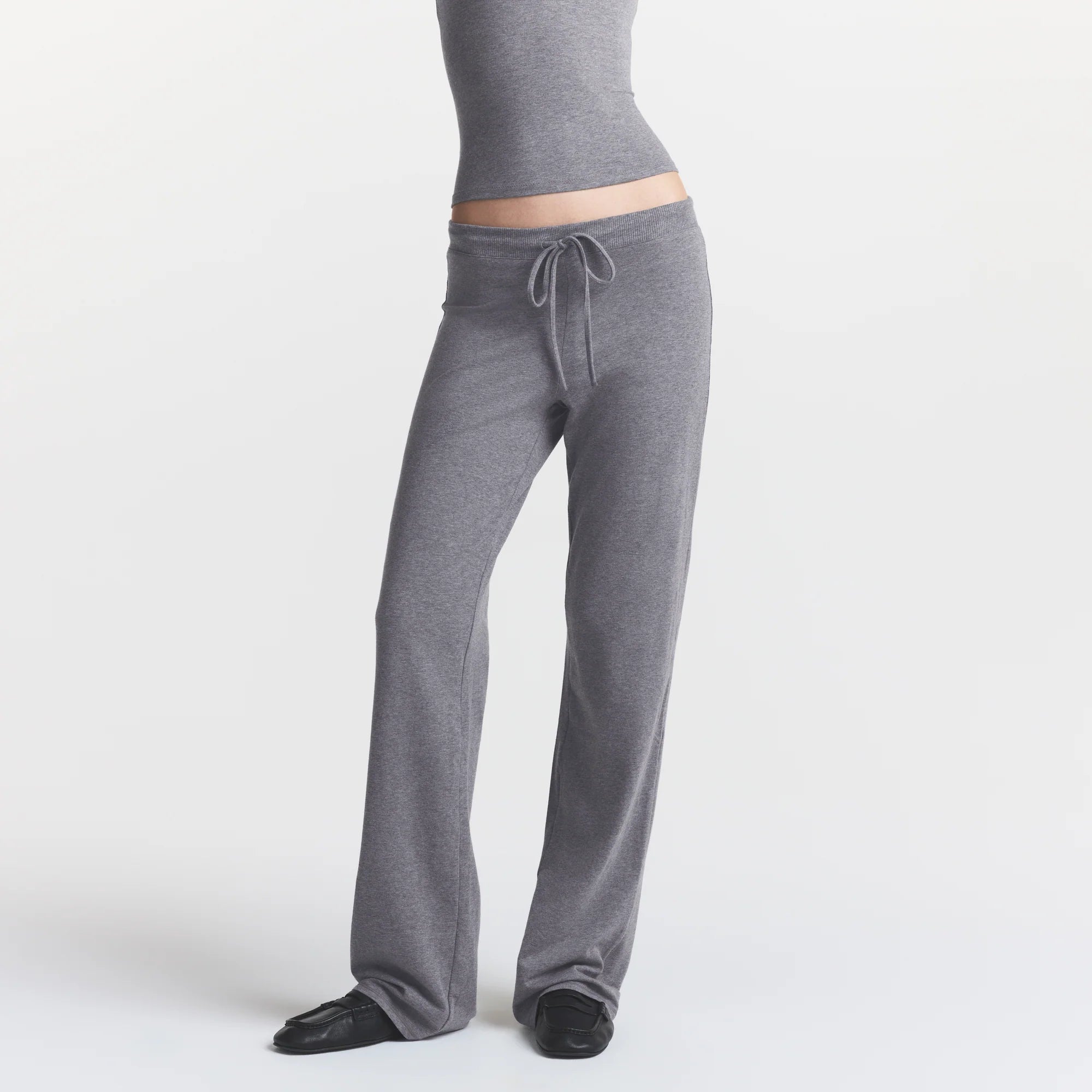 COTTON JERSEY STRAIGHT LEG PANT | DARK HEATHER GREY