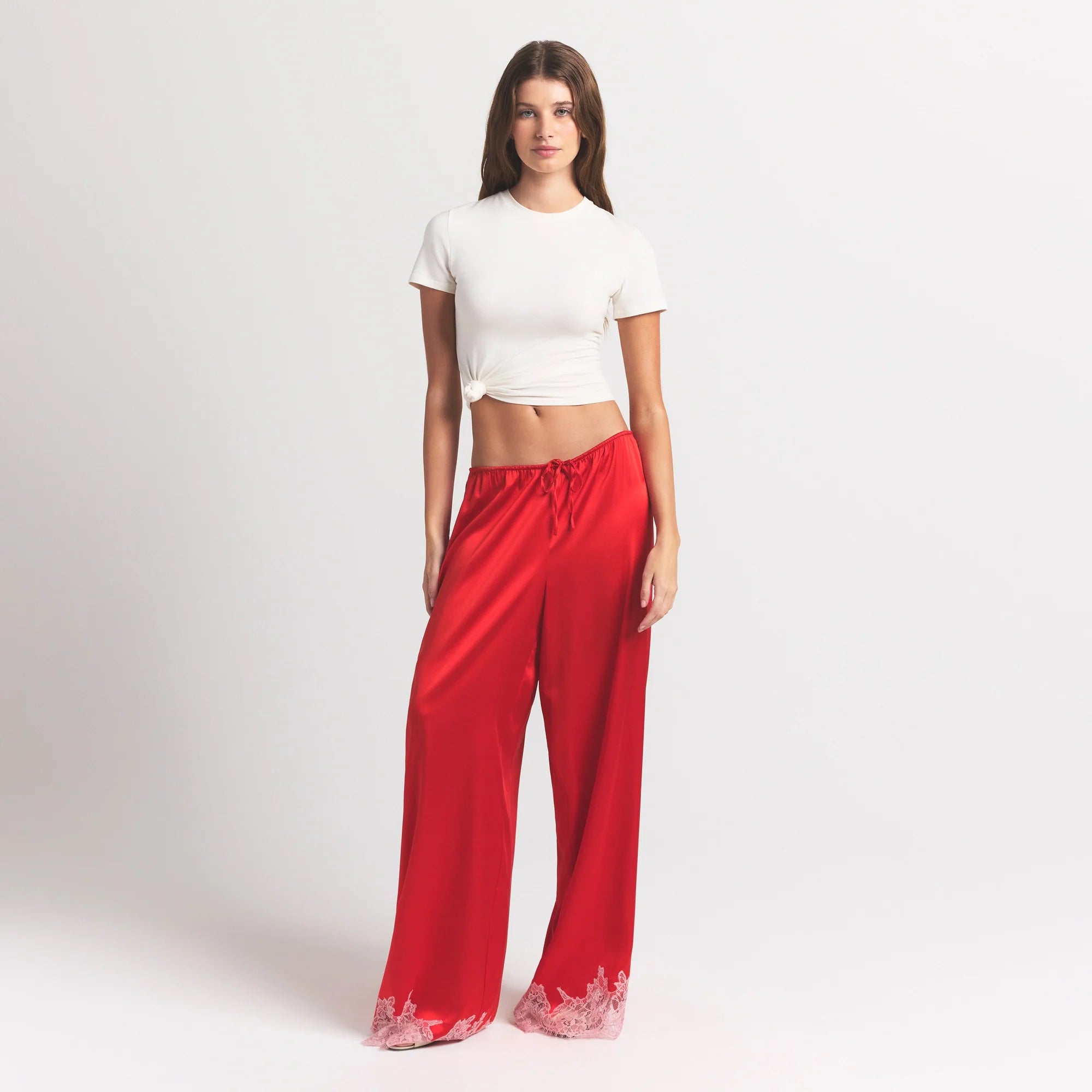 SILK LACE PANT | RUBY CONTRAST
