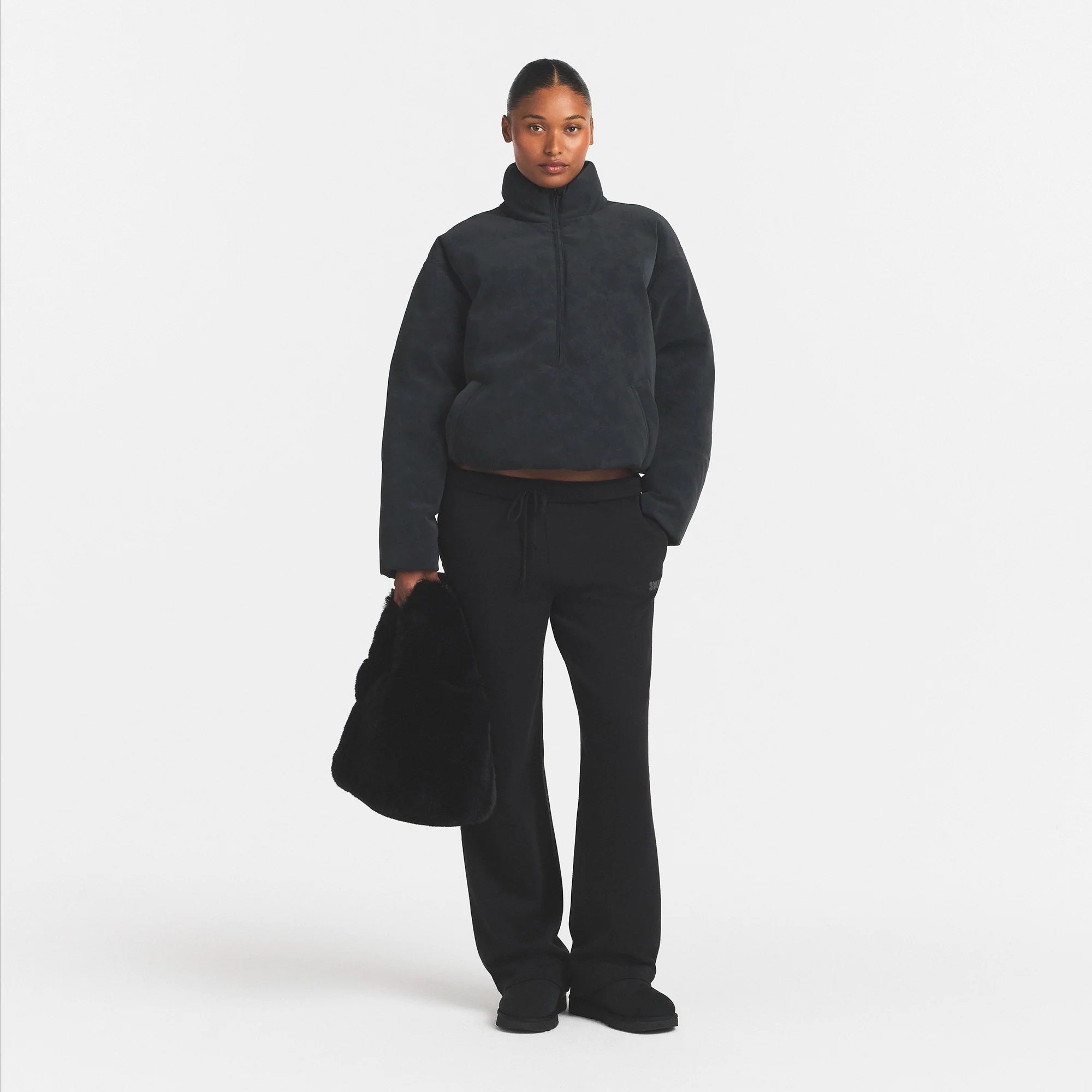 FAUX FUR SMALL TOTE | ONYX