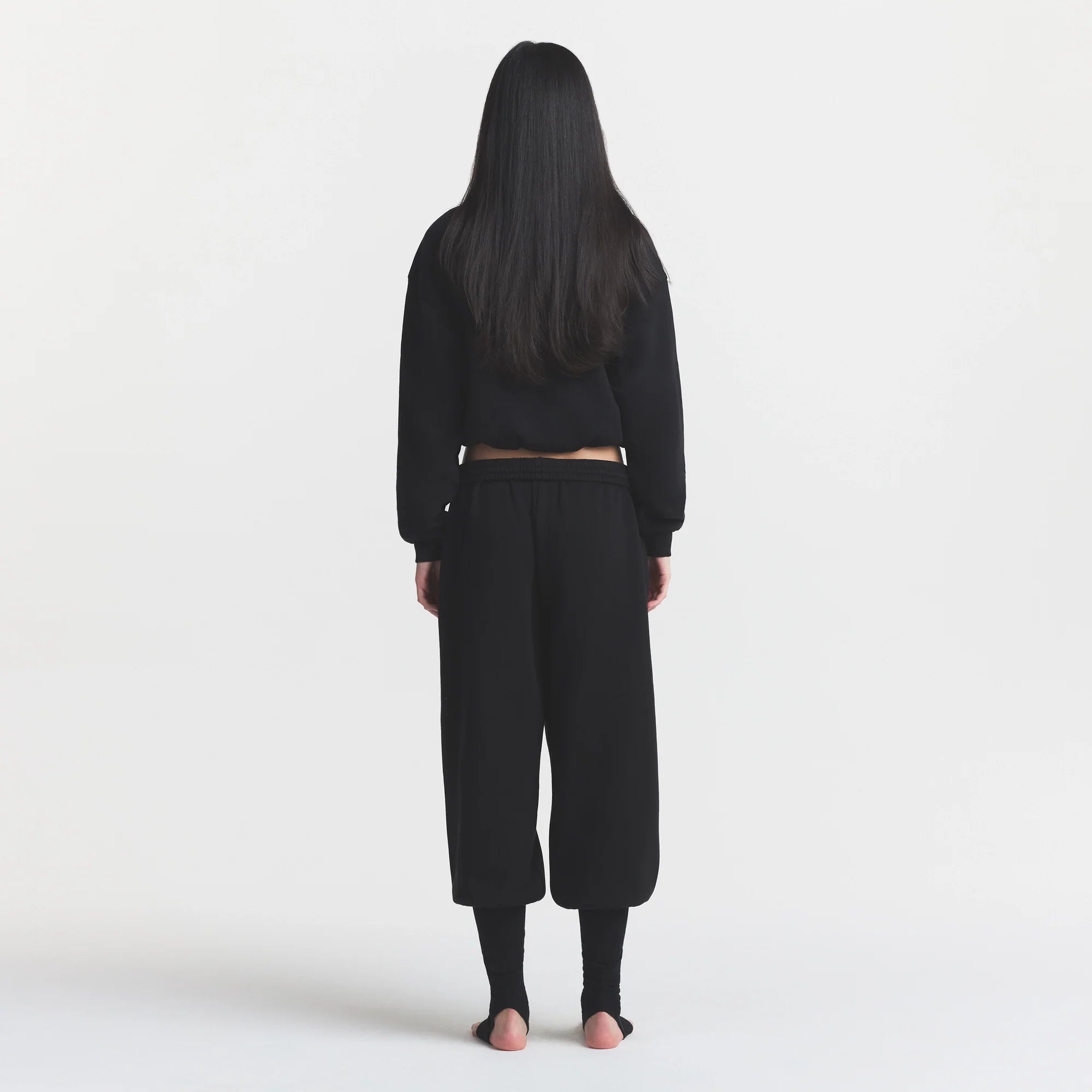 COTTON FLEECE LEG WARMER SWEATPANT WITH EMBOSSED LOGO | ONYX