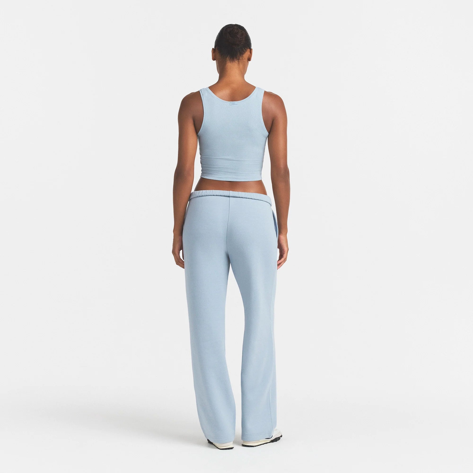 COTTON FLEECE STRAIGHT LEG PANT WITH EMBOSSED LOGO | FOG
