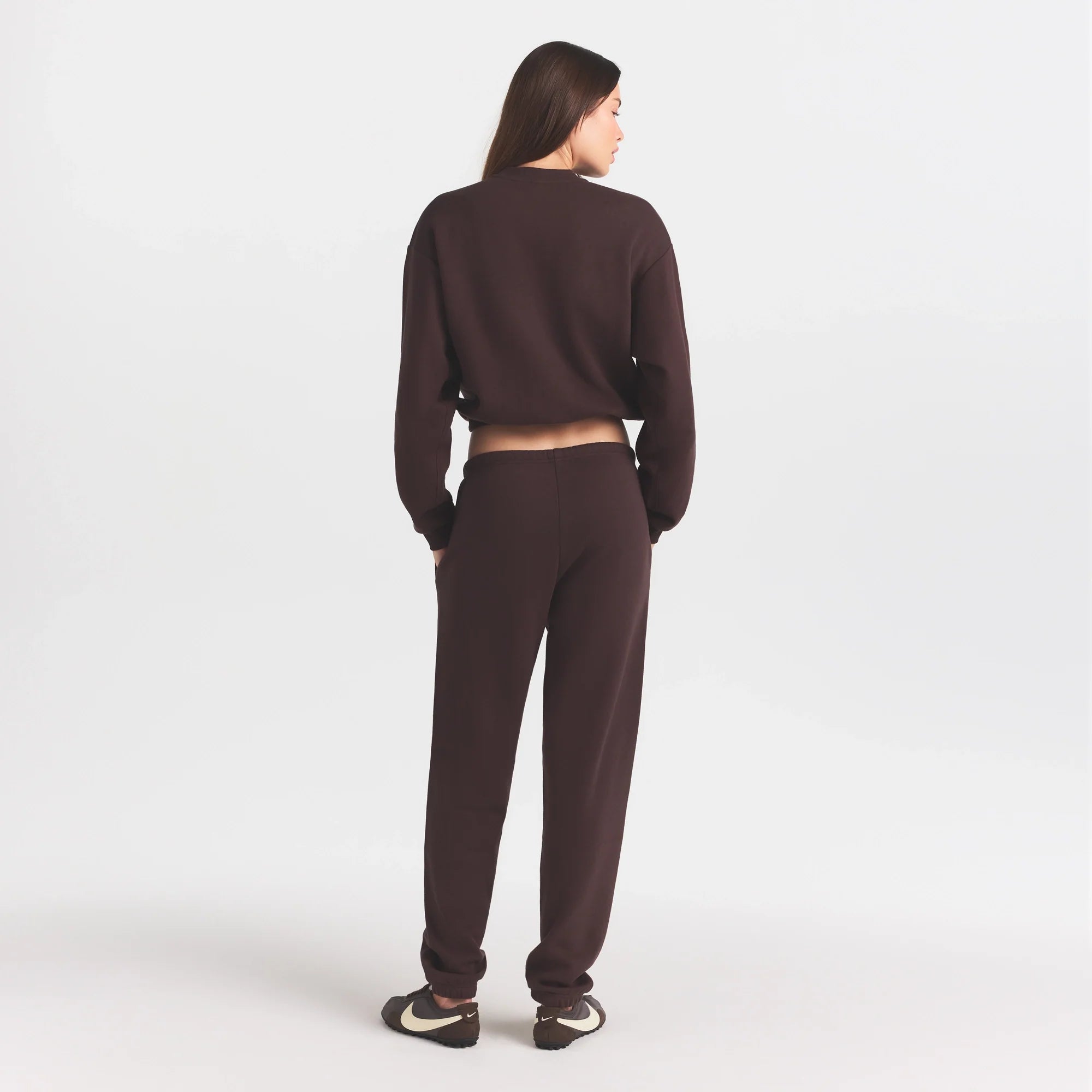 COTTON FLEECE JOGGER WITH EMBOSSED LOGO | ESPRESSO