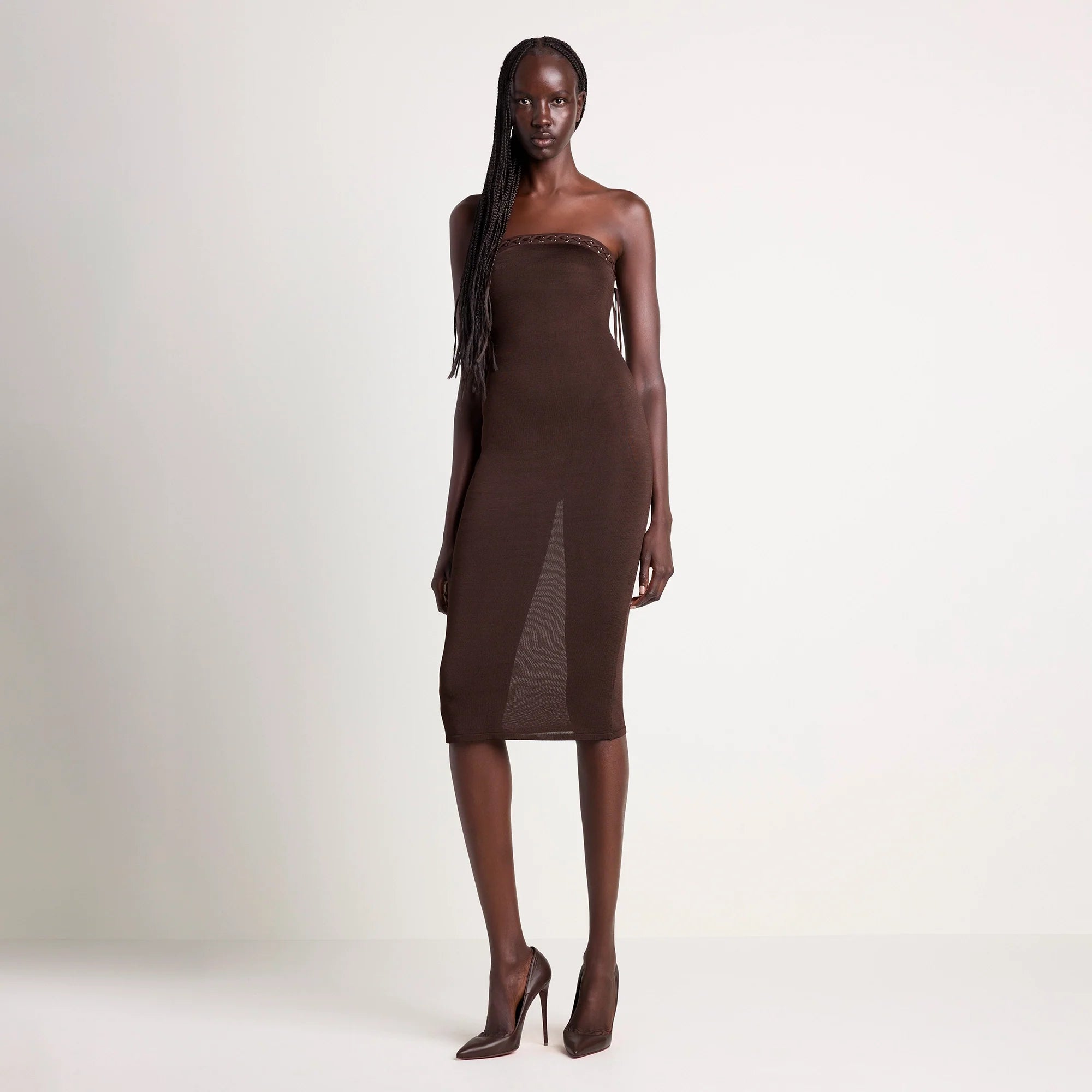 LUDOVIC DE SAINT SERNIN X SKIMS REFINED KNIT STRAPLESS DRESS | COCOA