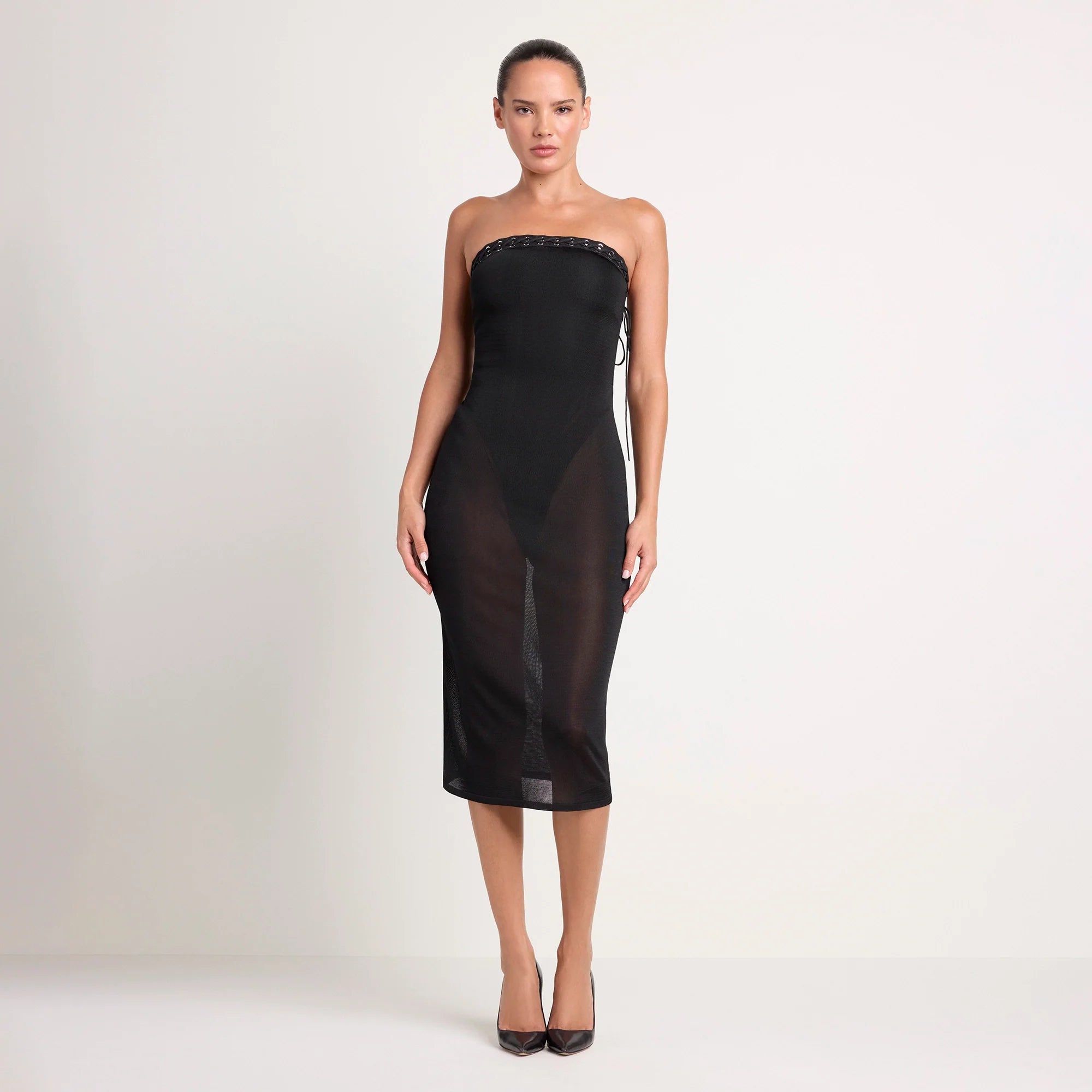 LUDOVIC DE SAINT SERNIN X SKIMS REFINED KNIT STRAPLESS DRESS | ONYX
