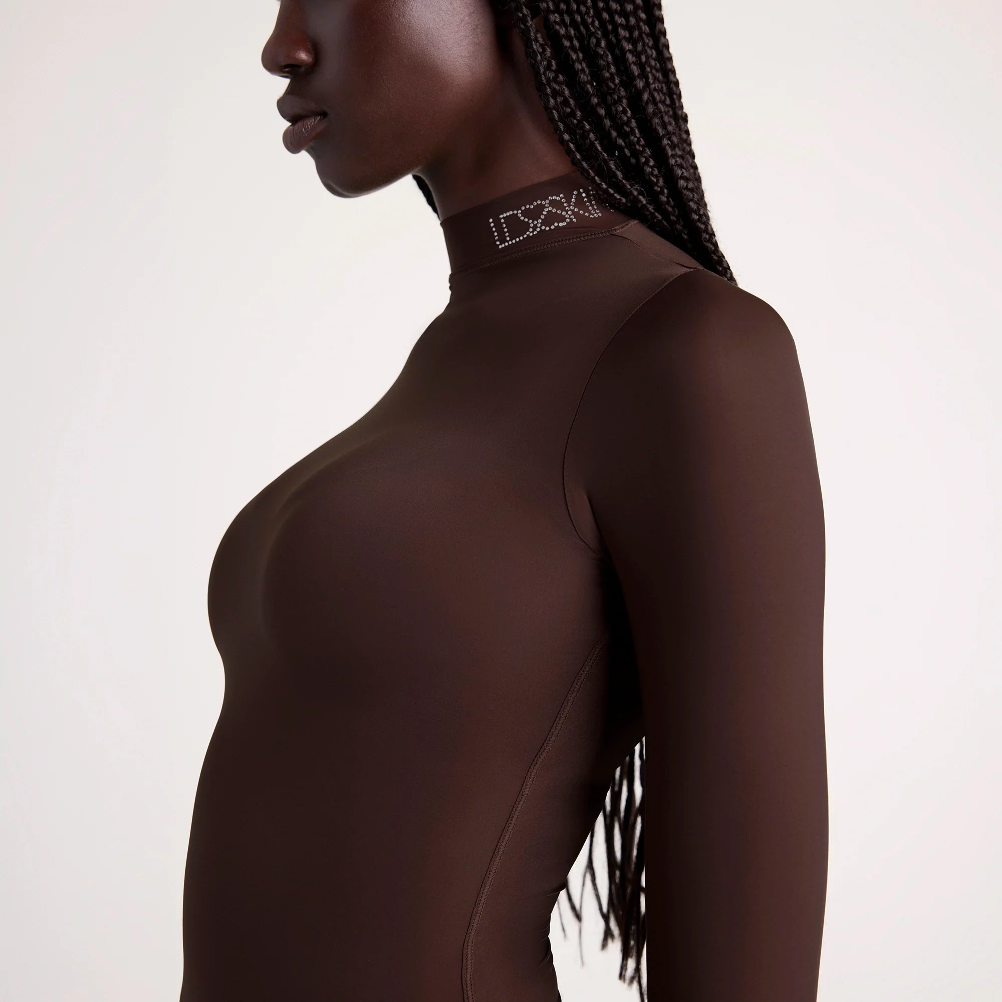 LUDOVIC DE SAINT SERNIN X SKIMS MILKY SHEER MOCK NECK LONG SLEEVE TOP | COCOA