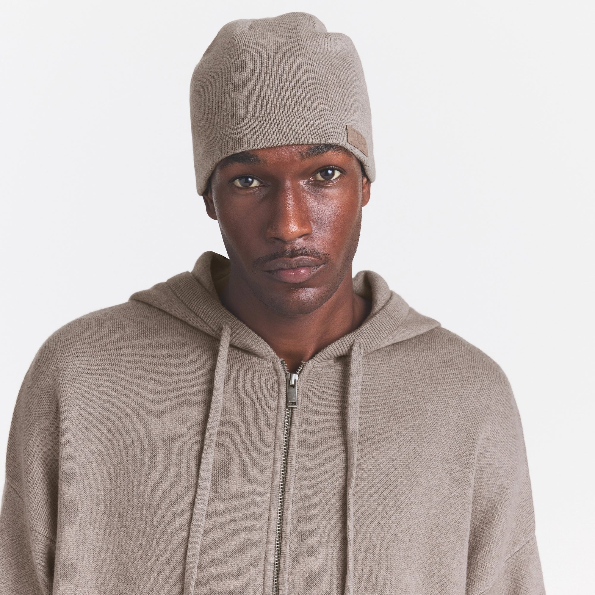 COTTON KNIT MENS BEANIE | DESERT HEATHER GREY