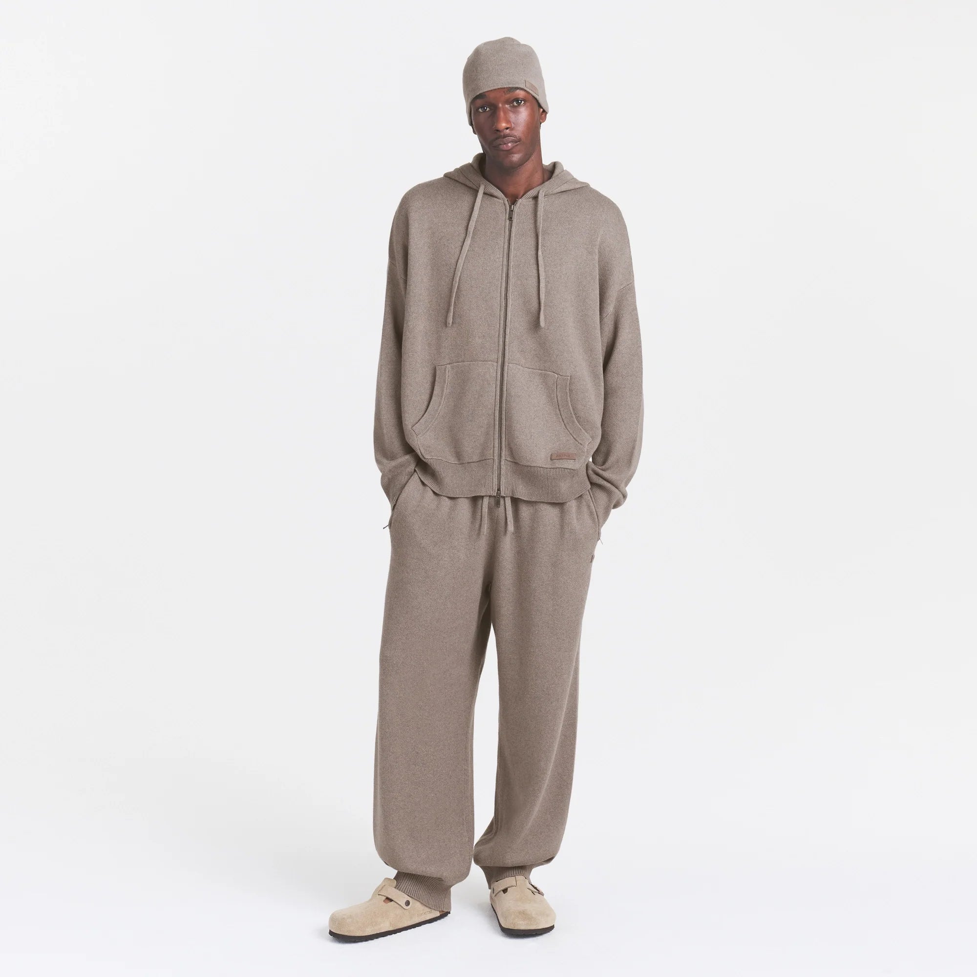 COTTON KNIT MENS BEANIE | DESERT HEATHER GREY