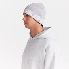 COTTON KNIT MENS LOGO BEANIE | LIGHT HEATHER GREY