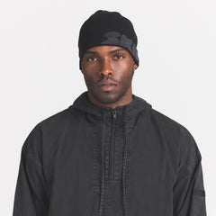 COTTON KNIT MENS LOGO BEANIE | ONYX