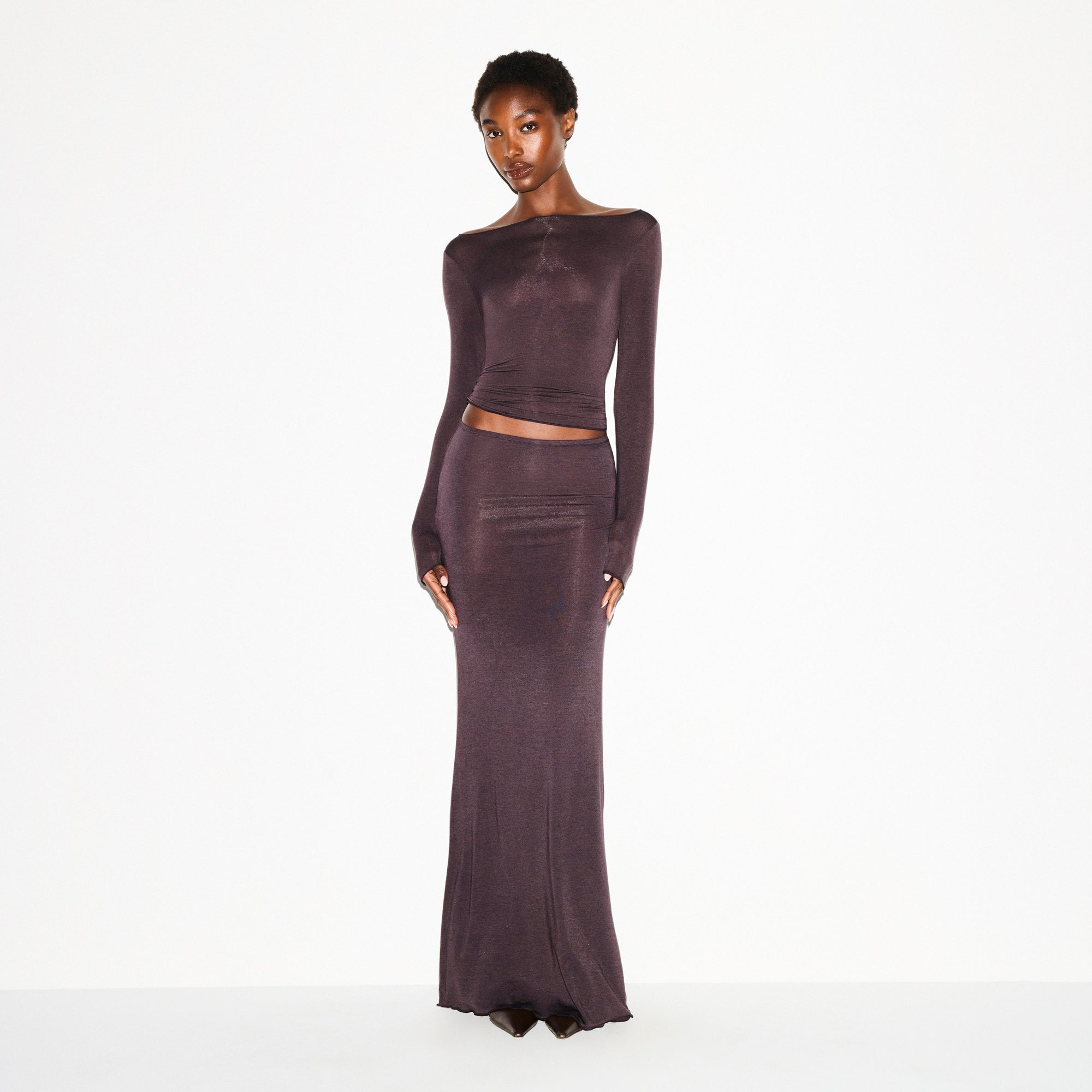 SHEER MODAL LONG SLEEVE BOATNECK TOP | PHOENIX