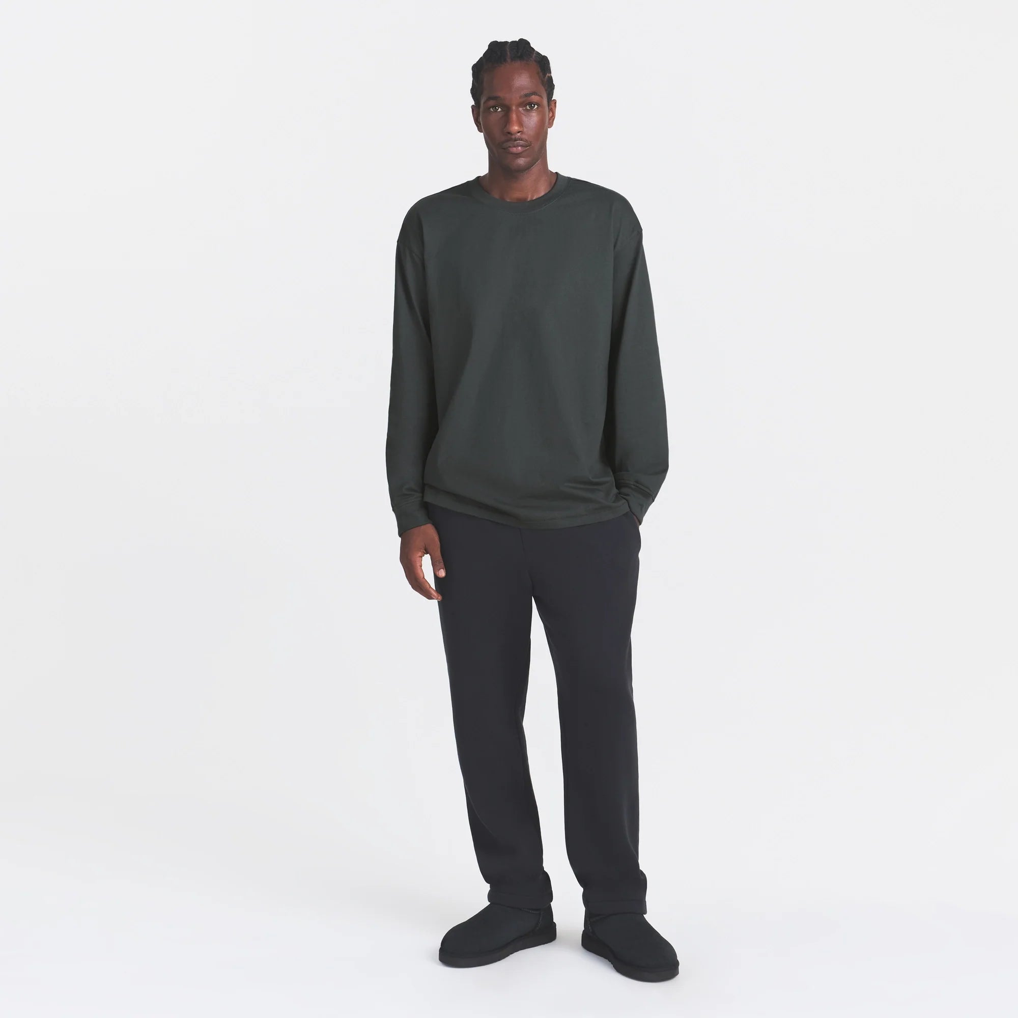 HEAVYWEIGHT COTTON MENS RELAXED LONG SLEEVE T-SHIRT | DEEP SEA