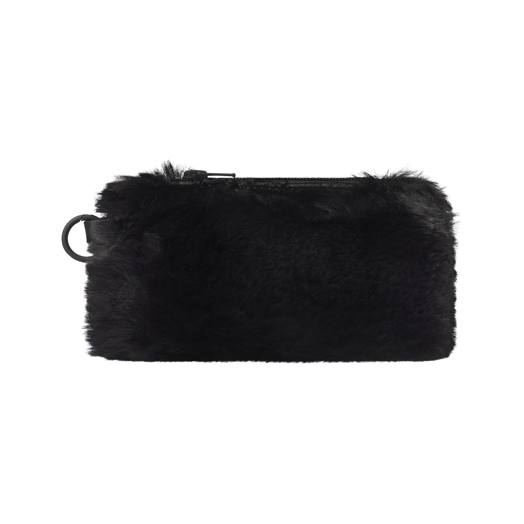 FAUX FUR SMALL POUCH KEYCHAIN | ONYX