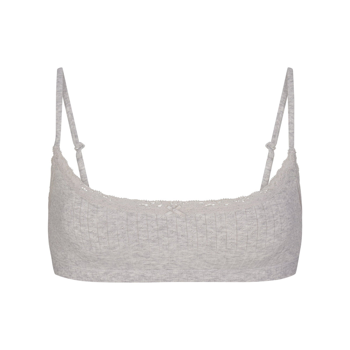 LIGHTWEIGHT COTTON POINTELLE SCOOP BRALETTE | LIGHT HEATHER GREY