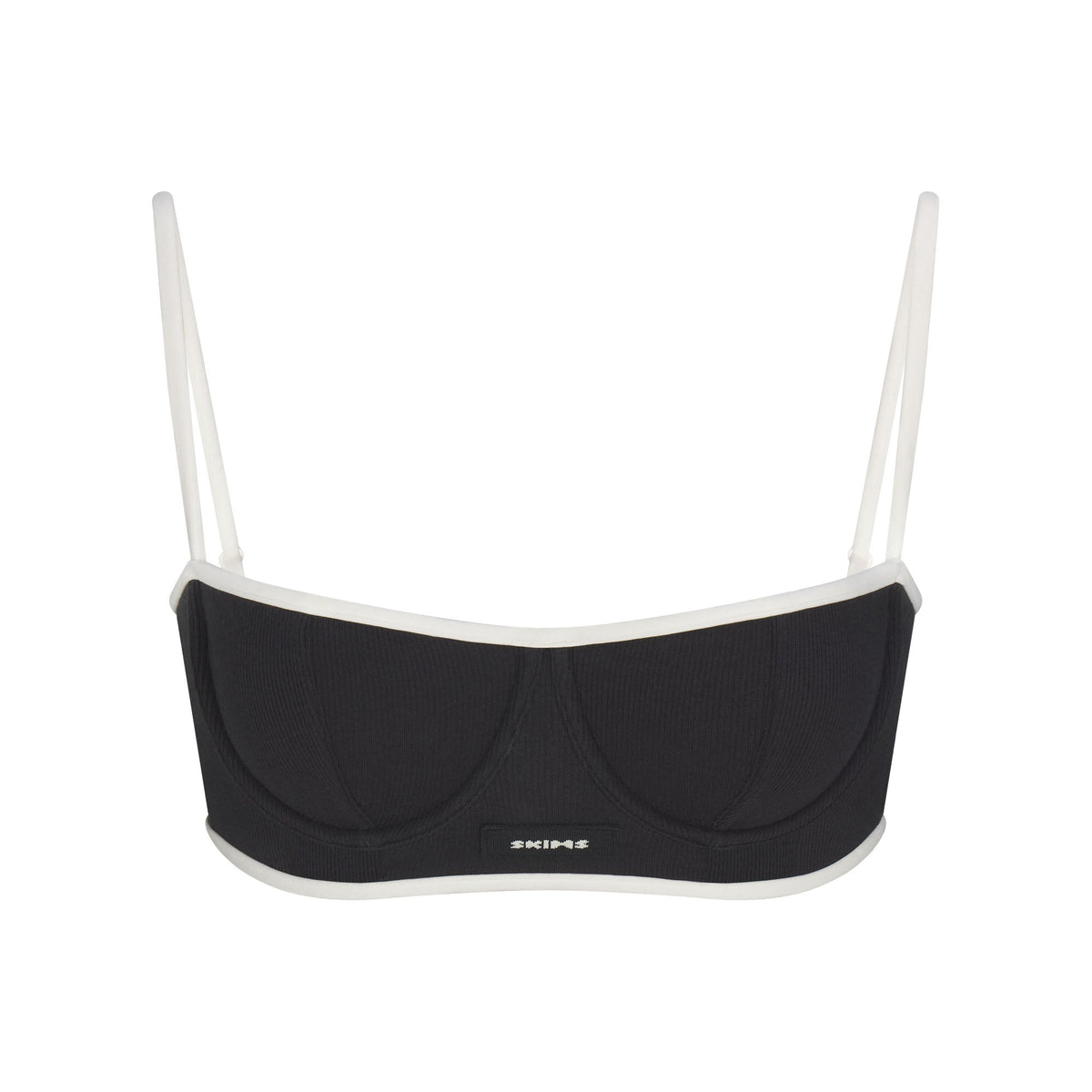 COTTON RIB BALCONETTE BRA | SOOT CONTRAST