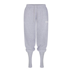 COTTON FLEECE LEG WARMER SWEATPANT WITH EMBOSSED LOGO | HEATHER GREY