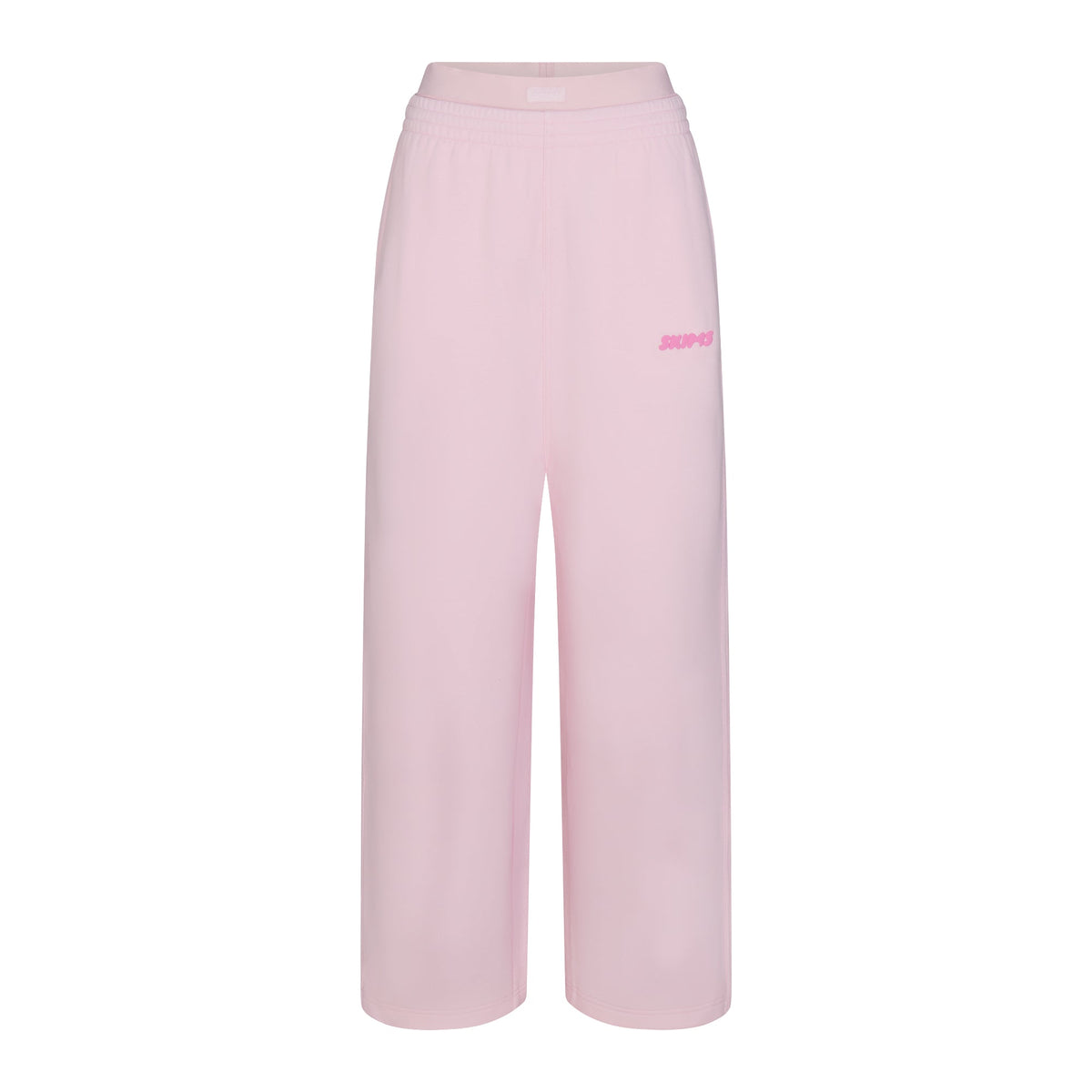 COTTON FLEECE DOUBLE WAISTBAND PANT WITH EMBOSSED LOGO | CHERRY BLOSSOM