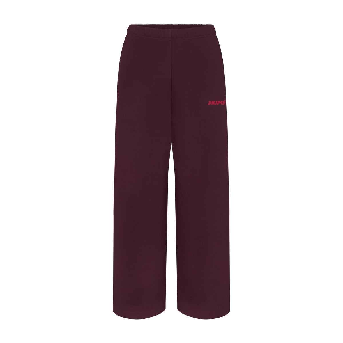COTTON FLEECE DOUBLE WAISTBAND PANT WITH EMBOSSED LOGO | CURRANT