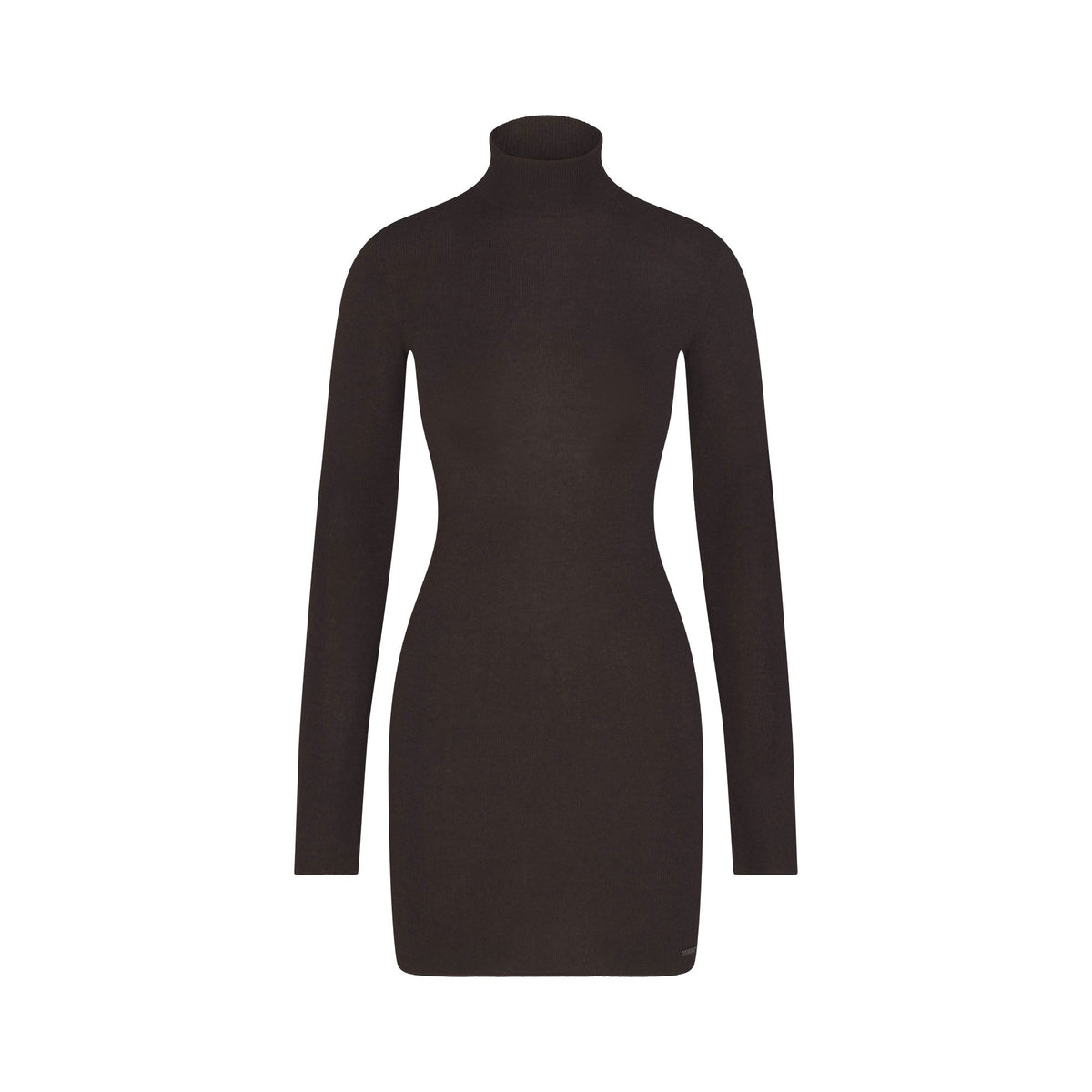 ESSENTIAL KNIT MOCK NECK MINI DRESS | ESPRESSO