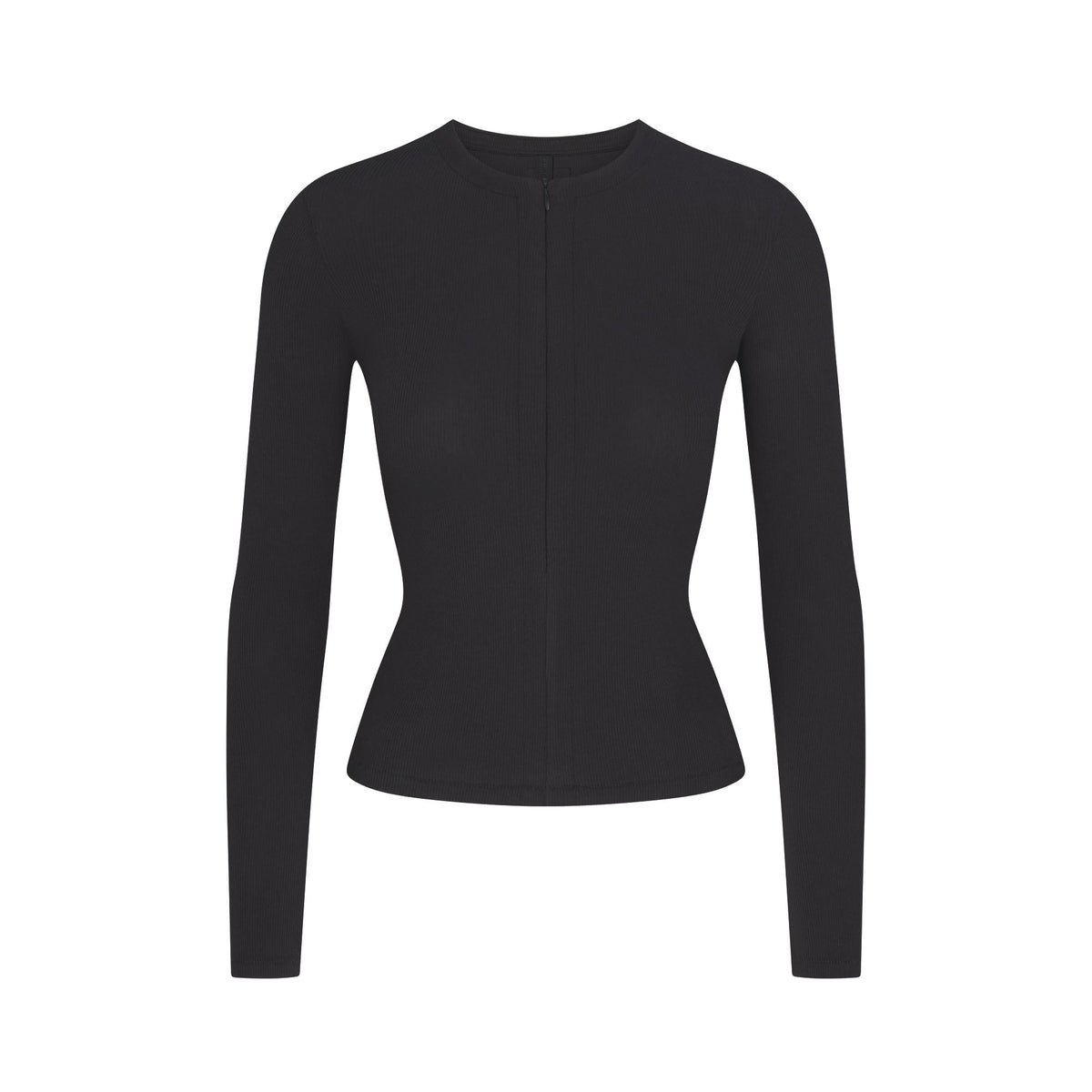 COTTON RIB ZIP UP TOP | SOOT