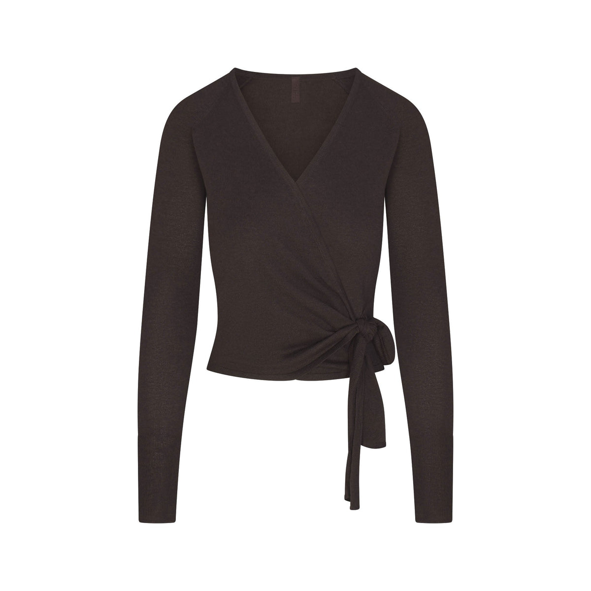 ESSENTIAL KNIT WRAP SWEATER | ESPRESSO