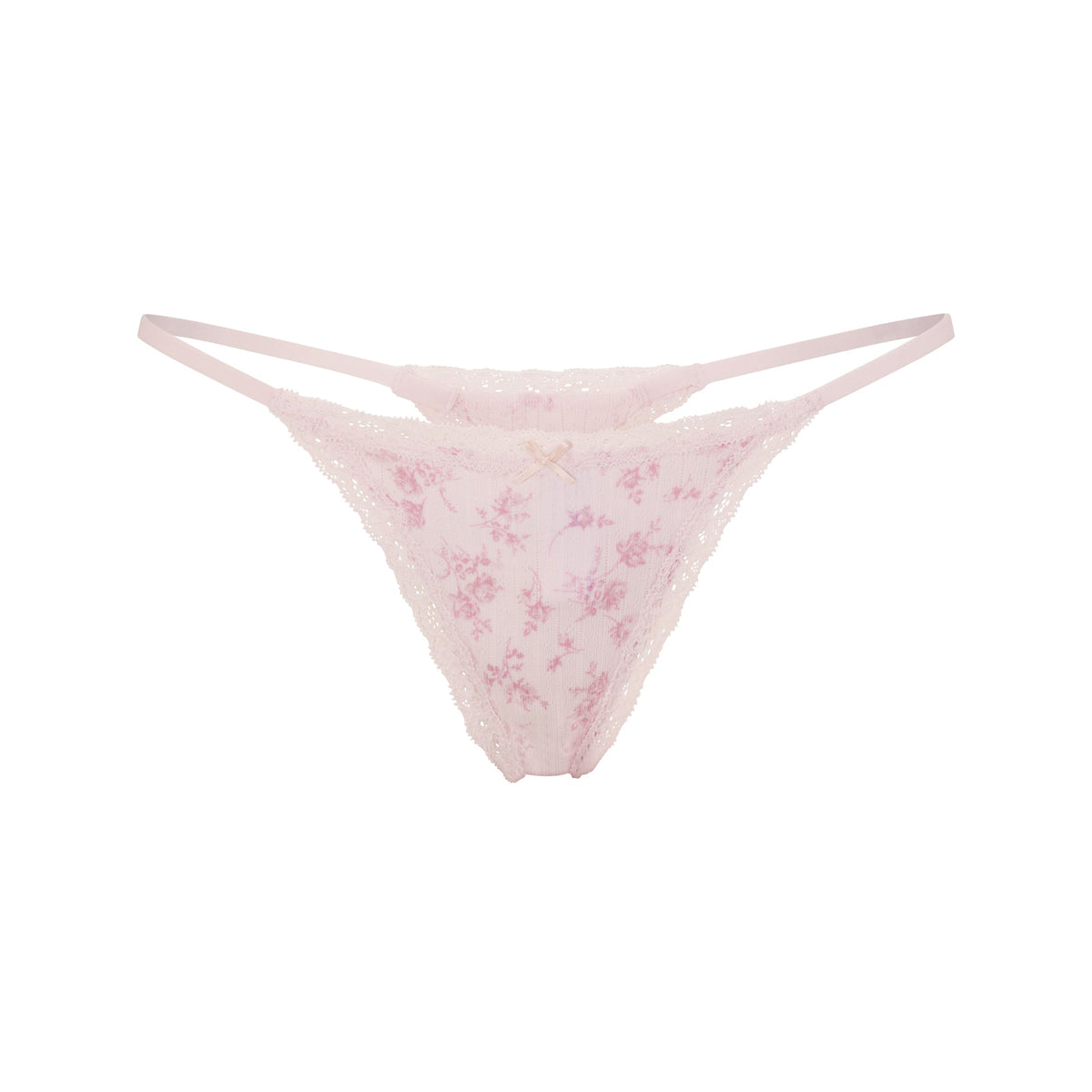 LIGHTWEIGHT COTTON POINTELLE LACE STRING THONG | BLOOM DAINTY FLORAL