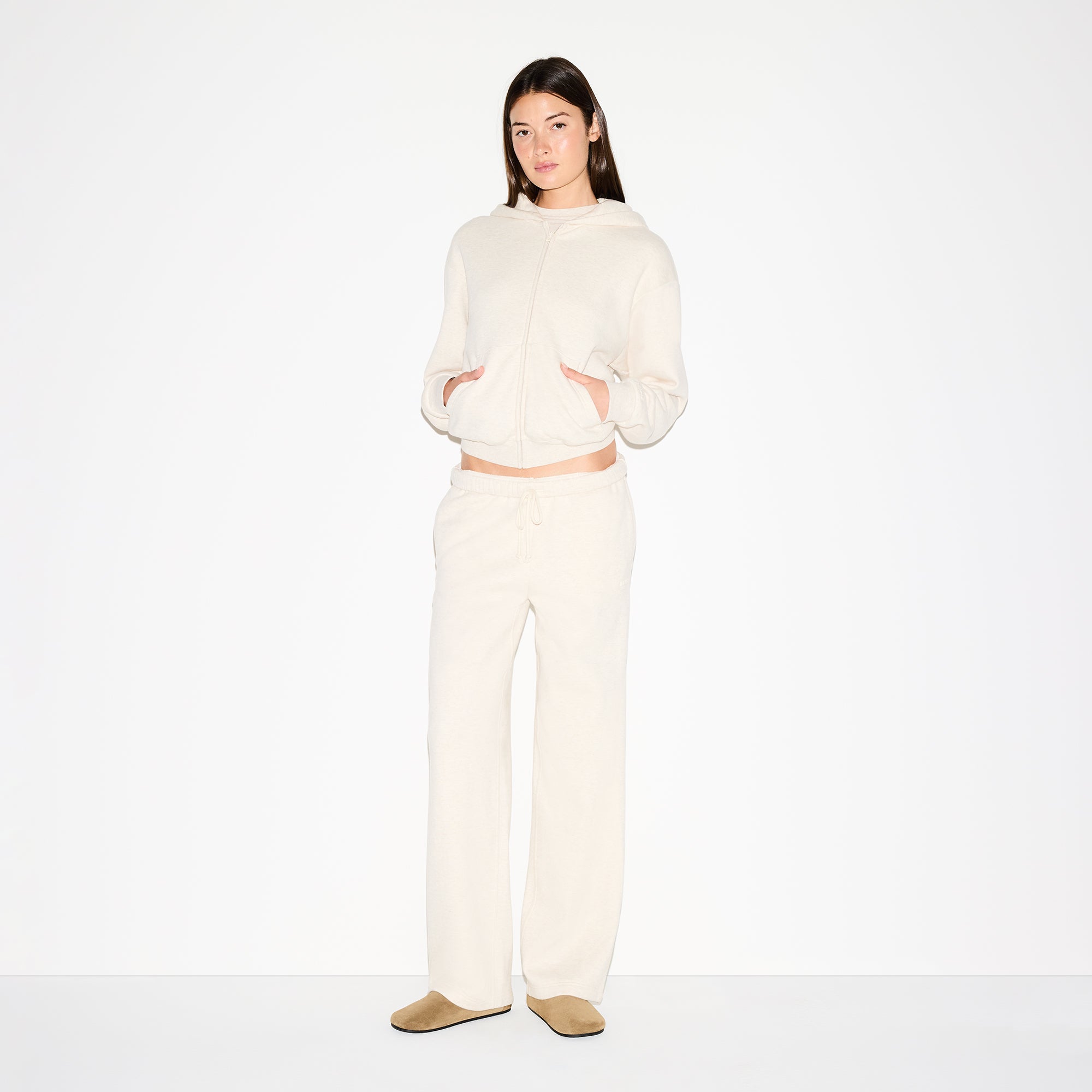 COTTON FLEECE STRAIGHT LEG PANT | OATMEAL HEATHER