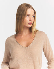 AIRY CASHMERE V-NECK PULLOVER | TOFFEE
