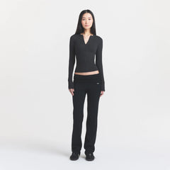 COTTON RIB ZIP UP TOP | SOOT