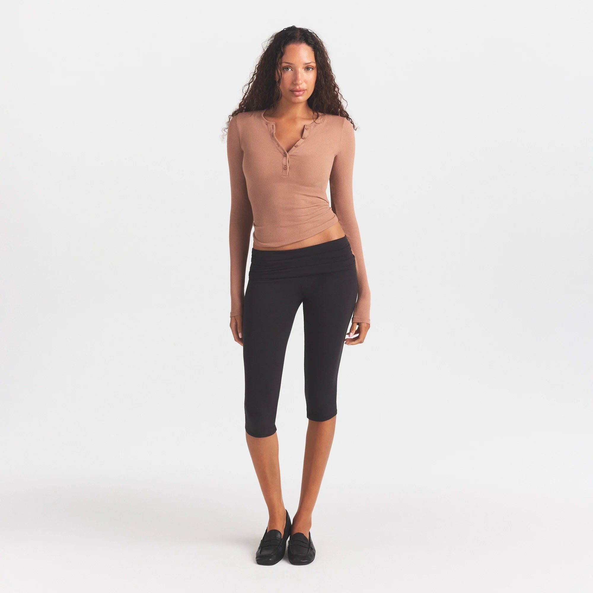 COTTON RIB HENLEY LONG SLEEVE | SIENNA