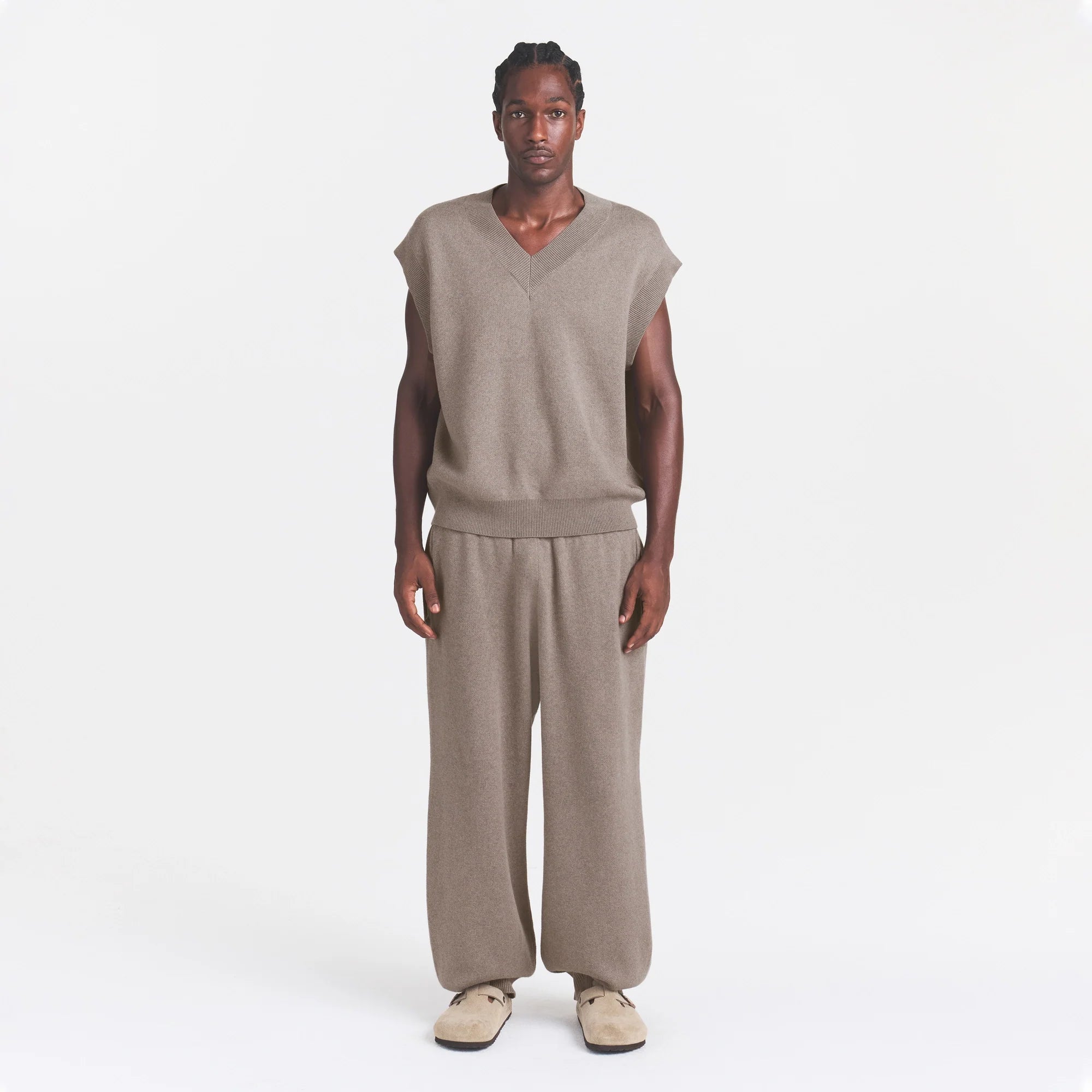 COTTON KNIT MENS SWEATER VEST | DESERT HEATHER GREY