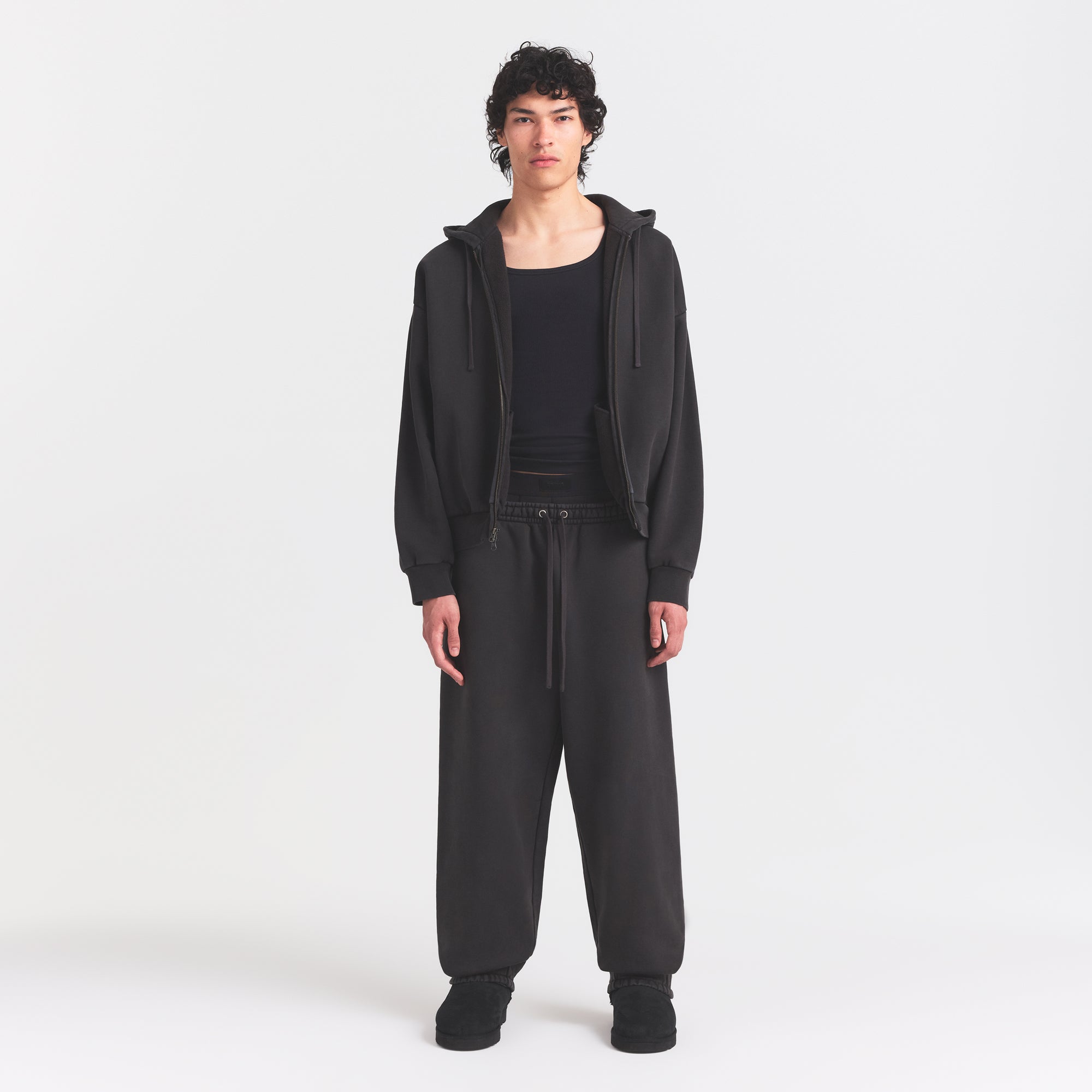 HEAVYWEIGHT FLEECE MENS ZIP UP HOODIE | WASHED ONYX